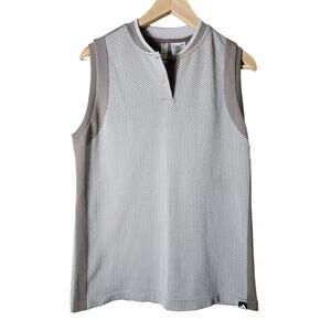 ADIDAS Brown Gray Sleeveless Active Athletic Golf Vest Shirt Top SZ L